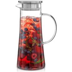 JoyJolt Breeze 50 fl.oz Clear Glass Drink Water Pitcher with