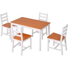 White Tables Homcom Modern White Dining Set 25.5x42.5" 5