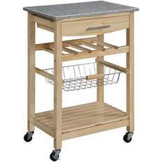 Natural wood kitchen island Linon Wood Kitchen Cart Island Trolley Table