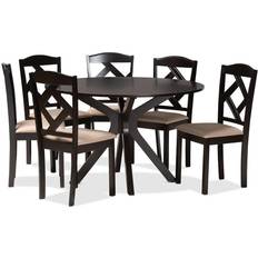 Baxton Studio Carlin 7-Piece Top Dining Set 5