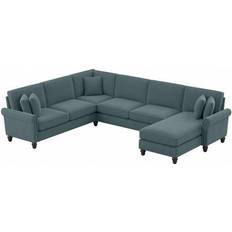 Bush Coventry U Shaped Turkish Blue Herringbone Sofa 128" 5 Seater