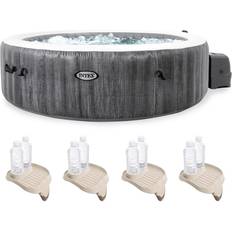 Hot Tubs Intex Inflatable Hot Tub PureSpa Greywood Spa Attachable Drink & Snack Tray 4 Pack