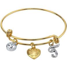 1928 Jewelry Floral Heart Round & Initial Crystal Charm Bracelet - Gold/Silver/Diamond