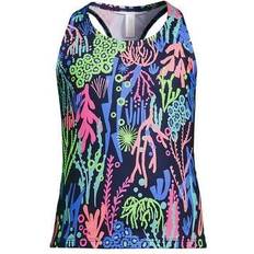 Lands' End Girl's Tankini Swimsuit Top - Deep Sea Navy Multi Coral (521398AK7)