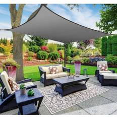 Outsunny 20' x 13' Rectangle Outdoor Patio Sun Shade Sail Canopy with D-Rings and Nylon Rope Included - Brown - 20' x 13