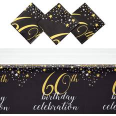 Sparkle and Bash 3 Pack 60th Birthday Tablecloth Disposable Plastic Table Covers 54x108 in