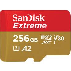 Minnekort & minnepenner SanDisk Extreme microSDXC Class 10 UHS-I U3 V30 A2 190/130MB/s 256GB +Adapter