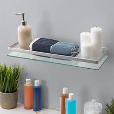 Glass bathroom shelves Danya B Contemporary Floating Tempered Glass Bathroom Shelf