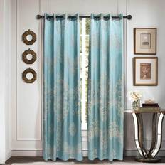 Curtains Damask Jacquard Grommet Mist