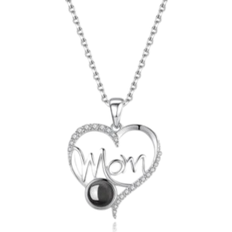 WildLove I Love You Mom Necklace - Silver/Transparent/Black