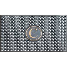 Evideco Outdoor Front Door Mat Drew Checkerboard Rubber Rug 24x16 inch Black