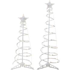 Advent Stars Northlight Set of 2 Lighted Warm Spiral Christmas Cone Trees Advent Star