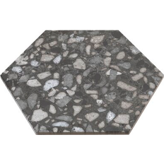 The Tile Project 9 x10 Terrazzo Hexagon Porcelain Matte Black Floor/Wall Tile 8.08 ft/Box