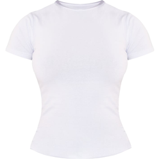 PrettyLittleThing Tops PrettyLittleThing Cotton Blend Fitted Crew Neck T-shirt - Basic White