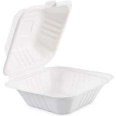 Boardwalk 6 in. x 6 in. x 3.19 in. White Bagasse Food Containers