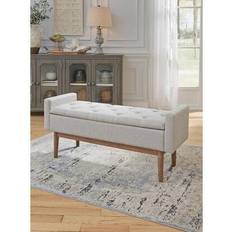 Ashley Benches Ashley Briarson Contemporary Beige/Brown Storage Bench