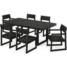 Long dining table set Polywood Edge Rectangular 6-Person 78'' Long Dining Set