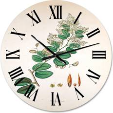 Green Clocks Design Art Vintage Botanicals XIII Farmhouse Wall Clock