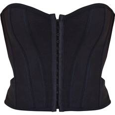 PrettyLittleThing Polyester Shapewear & Under Garments PrettyLittleThing Bandage Hook & Eye Structured Corset - Black