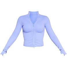 PrettyLittleThing L Jackets PrettyLittleThing Brushed Sculpt Ruched Front Zip Up Sport Jacket - Violet