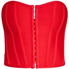 PrettyLittleThing Polyester Shapewear & Under Garments PrettyLittleThing Bandage Hook & Eye Structured Corset - Dusty Red