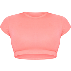 PrettyLittleThing Basic Short Sleeve Crop T-shirt - Neon Pink