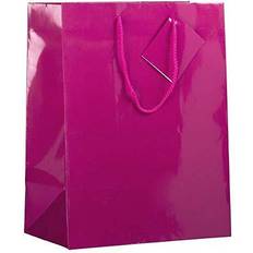 Jam Paper Glossy Gift Bags with Rope Handles Large 10 x 13 Hot Pink 3 Bags/Pack