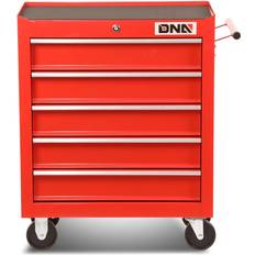 5 drawer plastic storage DNA Motoring TOOLS-00263 5-Drawer Red Plastic Top Rolling Tool Cabinet with Keyed Locking System