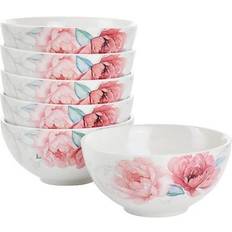 Pink Soup Bowls Martha Stewart 6 Fine Ceramic 6 Piece Floral Decorated Cereal Soup Bowl