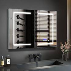 Bathroom Mirror Cabinets Lexora Bracciano 36 H Surface-Mount LED Mirror Medicine