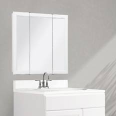 White bathroom cabinet Design House Wyndham 30 Surface-Mount Bathroom Medicine Cabinet with Tri-View