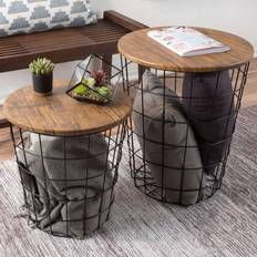 Black Nesting Tables Lavish Home Faux Wood End with Storage Nesting Table