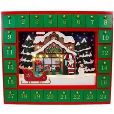 Kurt Adler Light-Up Santa Toy Shop Calendar Table Decor, Multicolor