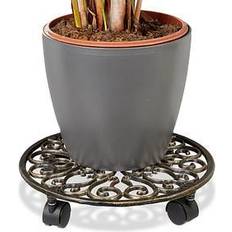 Blumenständer Relaxdays Pflanzenroller Metall bronze