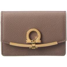 Ferragamo Gancini Leather Card Case - beige