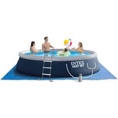 Intex Inflatable Pools Intex Easy Set 15' x 42" Round Inflatable Outdoor Above Ground Swimming Pool Set Gray