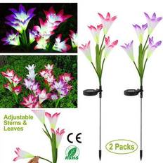 Solar Cell Ground Lighting iMounTEK Solarek 2Pcs Solar Garden Lily Flower 7-Color Changing Ground Lighting