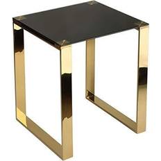 Glass metal end tables Cortesi Remini Black/Goldtone Tempered Glass/Metal Small Table