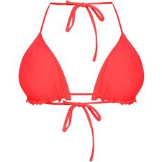 PrettyLittleThing Swimwear PrettyLittleThing Frill Edge Padded Bikini Top - Neon Coral