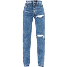 PrettyLittleThing S Jeans PrettyLittleThing Ripped Split Hem Jeans - Light Blue Wash