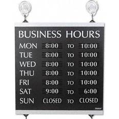 HeadLine Business Hours Sign, 14x13", Black/Silver, Caution Sign