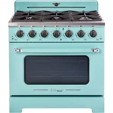 Gas Ovens Ceramic Ranges Unique Appliances UGP-36CR Classic Retro Turquoise, Blue