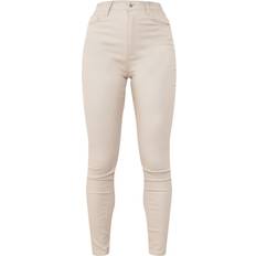 PrettyLittleThing White Clothing PrettyLittleThing Hourglass Coated Skinny Jeans - Stone