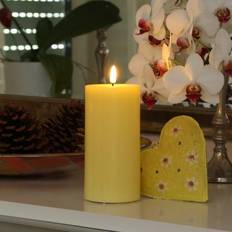 Gelb LED-Licht Deluxe Homeart Stumpenkerze MIA Echtwachs Flamme LED-Licht