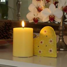 Gelb LED-Licht Deluxe Homeart Stumpenkerze MIA Echtwachs Flamme LED-Licht
