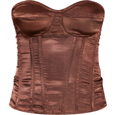 PrettyLittleThing Satin Corset - Chocolate