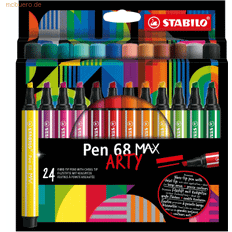 Fineliner Stabilo 6 x Fasermaler Pen 68 Max Keilspitze Etui Arty VE=24 Stifte