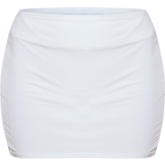 PrettyLittleThing White Skirts PrettyLittleThing Low Rise Slinky Micro Mini Skirt - White