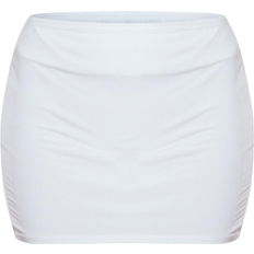 PrettyLittleThing Low Rise Slinky Micro Mini Skirt - White