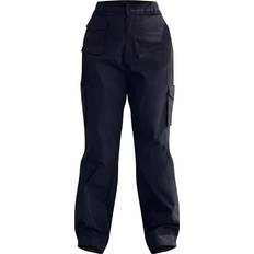 PrettyLittleThing Pocket Front Cargo Straight Leg Trousers Plus Size - Black